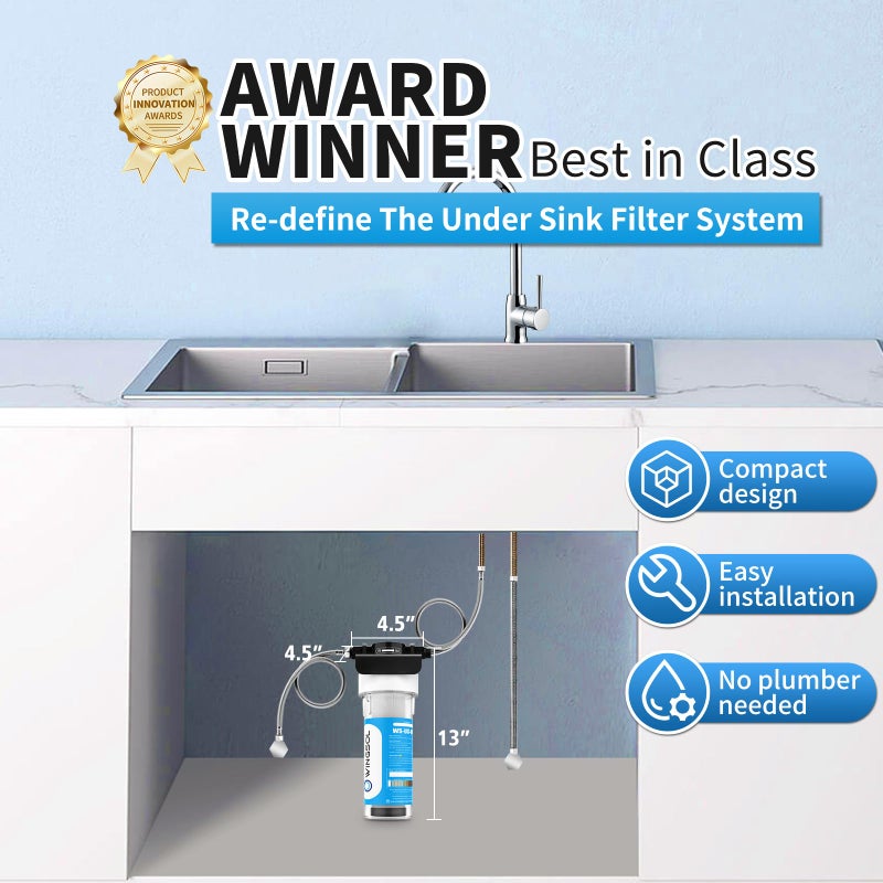 WINGSOLL Under Sink Water Filter Replacement with Multi Layer Pleated Material, Removes 99.99% Chlorine, Lead, Heavy Metals, Odors/Contaminants, Model# WS-USRF-001 advanced: Lead Reducer - Image 4